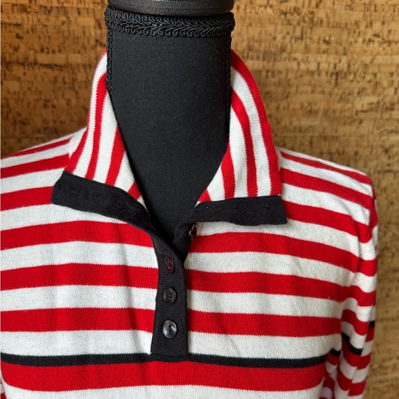 Lux Red and White Striped Sweater - Picture 3 of 6